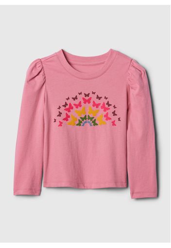 GAP - T-shirt a maniche lunghe con stampa, Donna, Rosa scuro, Taglia 6-12M/62-74