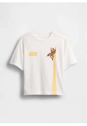 GAP - T-shirt Star Wars bianca, Bambino, Bianco/Giallo, Taglia L/137-145
