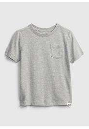 GAP - T-shirt in cotone bio con taschino, Uomo, Grigio, Taglia 12-18