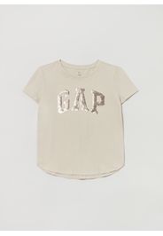 GAP - T-shirt con logo di paillettes reversibili, Donna, Beige, Taglia XS