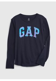 GAP - T-shirt logo con paillettes, Donna, Blu, Taglia XS