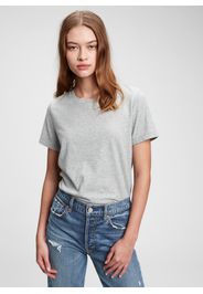 GAP - T-shirt girocollo in cotone, Donna, Grigio, Taglia S