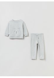 GAP - Jogging set in felpa con stampa orsetto, Grigio, Taglia 0-3M