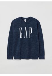 GAP - Maglia girocollo con logo jacquard, Uomo, Blu, Taglia M