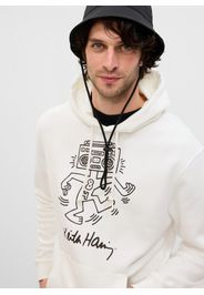 GAP - Felpa con cappuccio stampa Keith Haring, Uomo, Bianco, Taglia XS