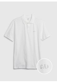 GAP - Polo in piquet con ricamo logo, Uomo, Bianco, Taglia XS