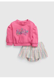 GAP - Set felpa con ricamo logo e culotte con volant, Multicolor, Taglia 6-12M