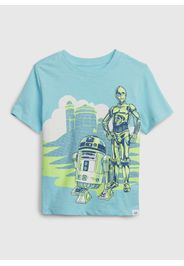 GAP - T-shirt in cotone bio con stampa Star Wars, Uomo, Azzurro, Taglia 2YRS