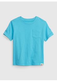 GAP - T-shirt in cotone con taschino, Uomo, Azzurro, Taglia 18-24