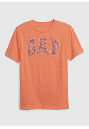 GAP - T-shirt in cotone con stampa logo, Uomo, Arancione, Taglia L