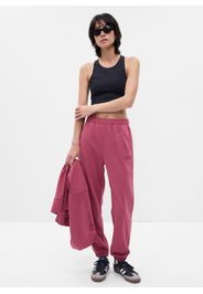 GAP - Joggers a vita alta in French Terry con ricamo logo, Donna, Rosa, Taglia S