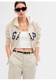 GAP - Full-zip con maniche raglan ricamo logo, Donna, Beige, Taglia S