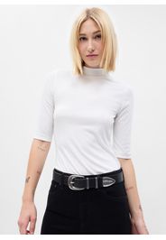 GAP - T-shirt a costine sottili maniche al gomito, Donna, Bianco, Taglia M