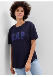 GAP - T-shirt in cotone bio con stampa logo, Donna, Blu, Taglia L