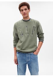 GAP - Felpa con scollo rotondo ricamo logo, Uomo, Verde, Taglia S