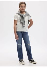 GAP - Jeans straight fit con abrasioni, Donna, Denim, Taglia 6Y\116-122