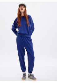 GAP - Joggers in felpa a vita alta, Donna, Blu, Taglia L