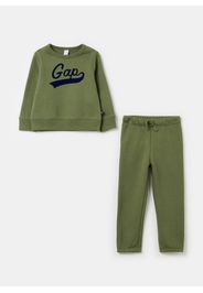 GAP - Jogging set in felpa stampa logo, Uomo, Verde militare, Taglia 4Y/104