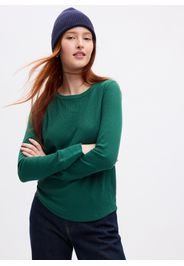 GAP - T-shirt con micro trama waffle a maniche lunghe, Donna, Verde, Taglia XS