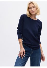 GAP - T-shirt con micro trama waffle a maniche lunghe, Donna, Blu, Taglia L