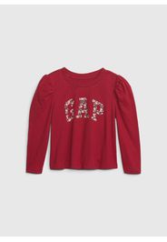 GAP - T-shirt a maniche lunghe con stampa, Donna, Rosso, Taglia 3Y\98