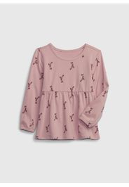 GAP - T-shirt a maniche lunghe con stampa, Donna, Rosa, Taglia 3Y\98