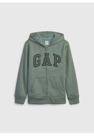 GAP - Full-zip con cappuccio ricamo logo, Uomo, Verde, Taglia XS\104-108