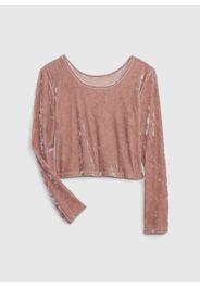 GAP - T-shirt in velluto a maniche lunghe, Donna, Rosa, Taglia L\140