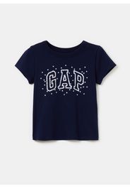 GAP - T-shirt stampa logo con stelline, Donna, Blu scuro, Taglia M/128