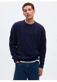 GAP - Pullover con lavorazione intrecciata, Uomo, Blu, Taglia M