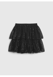 GAP - Gonna corta a balze con paillettes, Donna, Nero, Taglia M\128