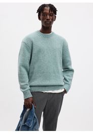 GAP - Pullover girocollo con effetto mouliné, Uomo, Azzurro, Taglia L