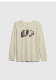 GAP - Top pigiama ricamo logo tartan, Uomo, Bianco, Taglia 6Y\116-122