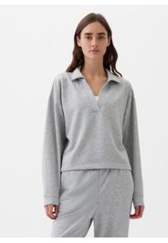 GAP - Felpa con scollo a polo, Donna, Grigio chiaro melange, Taglia XS