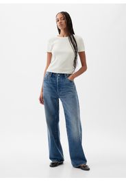 GAP - T-shirt a costine in cotone e modal stretch, Donna, Bianco ottico, Taglia M