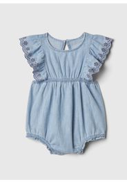 GAP - Pagliaccetto in denim con sangallo, Lavaggio chiaro, Taglia 6-12M/62-74