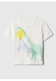 GAP - T-shirt in cotone con stampa dinosauri, Uomo, Bianco ottico, Taglia 3-6M/56-62