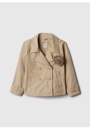 GAP - Trench corto doppiopetto con fiore, Donna, Beige, Taglia 2Y;92