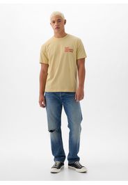 GAP - T-shirt in cotone con stampa logo, Uomo, Giallo miele, Taglia XS