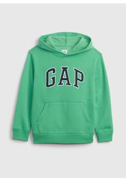 GAP - Felpa con cappuccio ricamo logo in mesh, Uomo, Verde smeraldo, Taglia XS/104-108