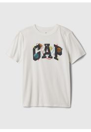GAP - T-shirt in cotone bio con stampa logo, Uomo, Bianco, Taglia XS/104-108