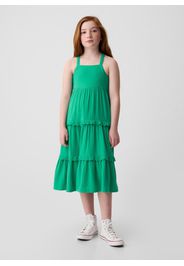 GAP - Abito midi con spalline incrociate, Donna, Verde smeraldo, Taglia M/128