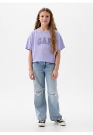 GAP - T-shirt boxy fit in cotone con logo, Donna, Viola lilla, Taglia M;128