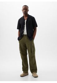 GAP - Pantalone parachute cargo in lino e cotone, Uomo, Verde militare, Taglia M