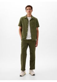 GAP - Camicia a maniche corte in lino e cotone, Uomo, Verde militare, Taglia XS