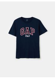 GAP - T-shirt con stampa logo e lettering, Uomo, Blu scuro, Taglia L