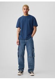 GAP - T-shirt relaxed fit ricamo mini logo, Uomo, Blu indigo, Taglia L