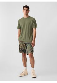 GAP - T-shirt girocollo in misto lino, Uomo, Verde militare, Taglia L