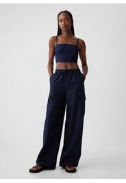 GAP - Pantalone cargo pull-on wide leg, Donna, Blu Notte, Taglia M