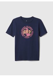 GAP - T-shirt in cotone stampa globo terrestre e logo, Uomo, Blu Notte, Taglia XS/104-108